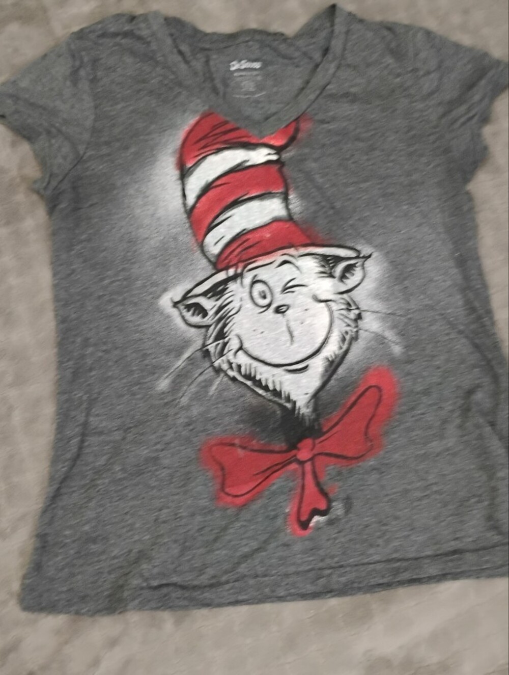 Dr. Seuss Gray Graphic Tee with Red Accent